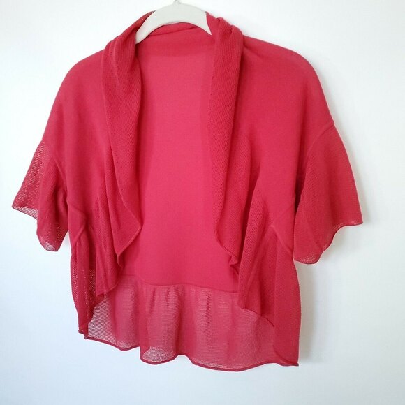 Moschino Cheap And Chic Knit Crochet Open Cropped Cardigan Women Medium Red/Pink - Picture 6 of 12